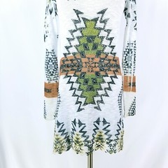 Vocal Women Sweater Dress Size S White Multicolor Rhinestones Embellished Hi Low