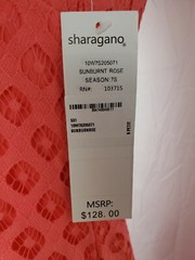NWT Sharagano Women&rsquo;s Orange Lace Minimalist Sleeveless Dress sz 8 Petite