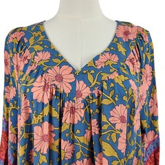 NEW Easel Oversized Small Multi-Color Floral Dress 3/4 Wide Sleeves BOHO Resort
