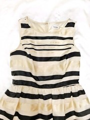 Creme & Black Striped Fit&Flare Calvin Klein Dressy Dress Sz 6 New $134.