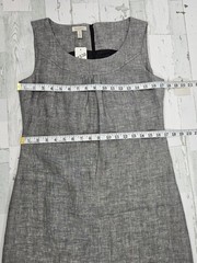 Madison 100% Linen Sleeveles Shift Dress 8 Black Gray Lined Minimalist