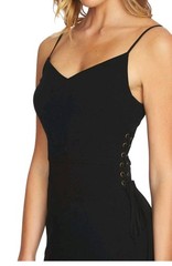Bodycon Slip Dress Womens 6 Black Lace Up Sides Sexy LBD Going Out Club Cocktail