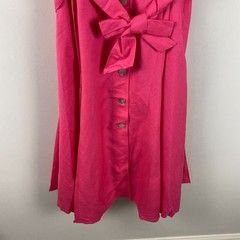 Coldwater Creek Linen Blend Button Front Midi Dress Size 16 Pink Tie Waist