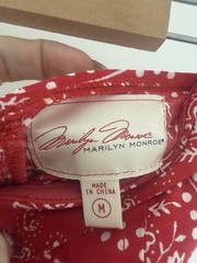 Marilyn Monroe Red/White Paisley Strapless Fit & Flare Lined Dress M