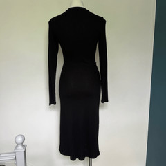 Fourteenth Place Long sleeve ribbed black midi body con dress
