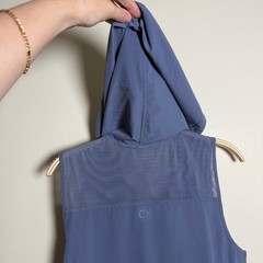 Calvin Klein Performance Womens Slate Blue Sleeveless Hoodie Dress Large L Zip