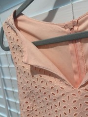 Everly Feminine Floral Eyelet Detail Coral Light Pink Spring Sun Dress Size M