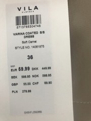 Light camel/stone pleather dress by Vila *BNWT* Size S-8 Retail £55
