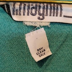 Vintage I Magnin Shirt Dress Green Pullover Size Small 80s Retro Dry Clean Only