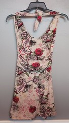 Switchblade Stiletto Dress Women’s Medium Tattoo Print Rockabilly Pin Up Halter