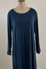 EILEEN FISHER Womens Sz Small Blue Tencel Bell Long Sleeve Stretch Dress EXC