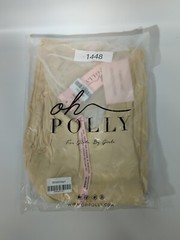 Oh Polly Low Profile Backless Maxi Dress in Beige ,Straight neckline , Size 0