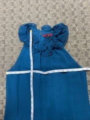 Ted Baker London Women&rsquo;s Julieta Frill Neckline Dress Teal Blue Size 1 US 4/UK 8