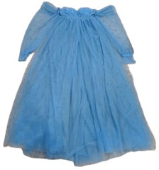 Woman&rsquo;s Off The Shoulder Blue Tulle Pearl Lace-Up Medium Maternity Dress
