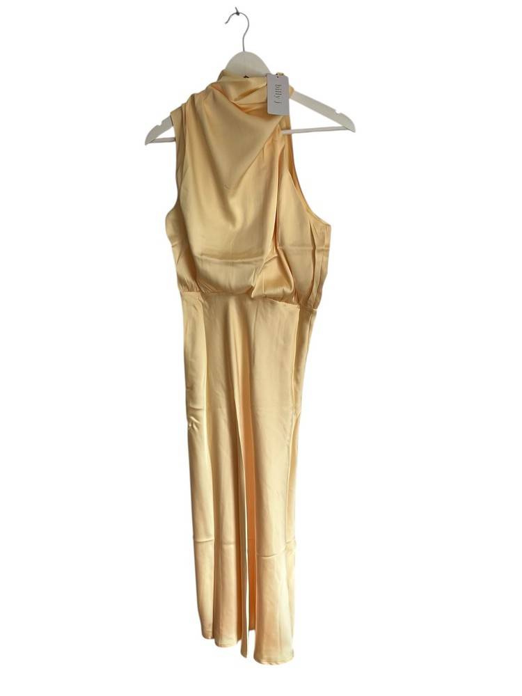 Billy J New Yellow Esther Maxi Dress Satin Size 10 RRP £60