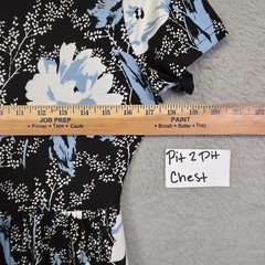 Womens Maxi Dress M Black White Floral Stretch Comfort Cottagecore Classic Flowy