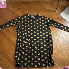 Gershon Bram Black Yellow Polka Dot Shift Long Sleeve Dress Size M