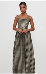 Princess Polly Cartmel Check Maxi Dress Black / Cream Size US 2 NWT 🏷️
