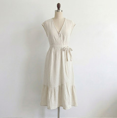 100% Cotton Midi Wrap Dress Boho Cottagecore Farm Country Maternity