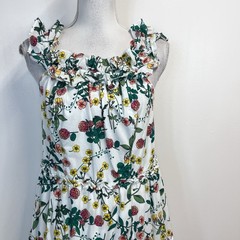 Nautica Jeans Co. Ankle Length Smocked Ruffled Floral Maxi Dress size Medium
