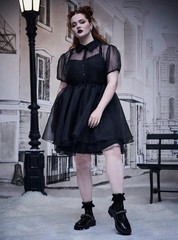 Torrid Nightfall Organza Mini Dress w/ Slip Deep Black Size 0X NWOT