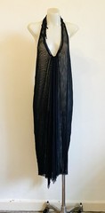 KIRRILY JOHNSTON Black Mesh Drawstring Halter Dress 1 8 -10 Great Pre-Loved