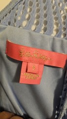 Lilly Pulitzer Janine Shift Dress S Blue Peri Flowing Leaf Lace Ruffle
