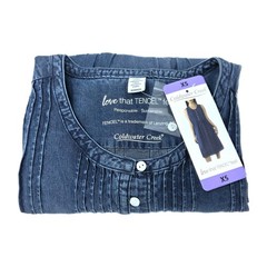 Coldwater Creek Pintuck Tencel Midi Denim Dress Sleeveless Indigo Blue Women&rsquo;s