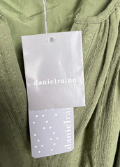 Daniel Rainn Olive Green Maxi Dress M Flutter Sleeve Cottagecore Boho Cotton NWT