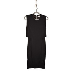 HELMUT LANG $395 Blaze Layered High Low Hem Dress Black Size 00