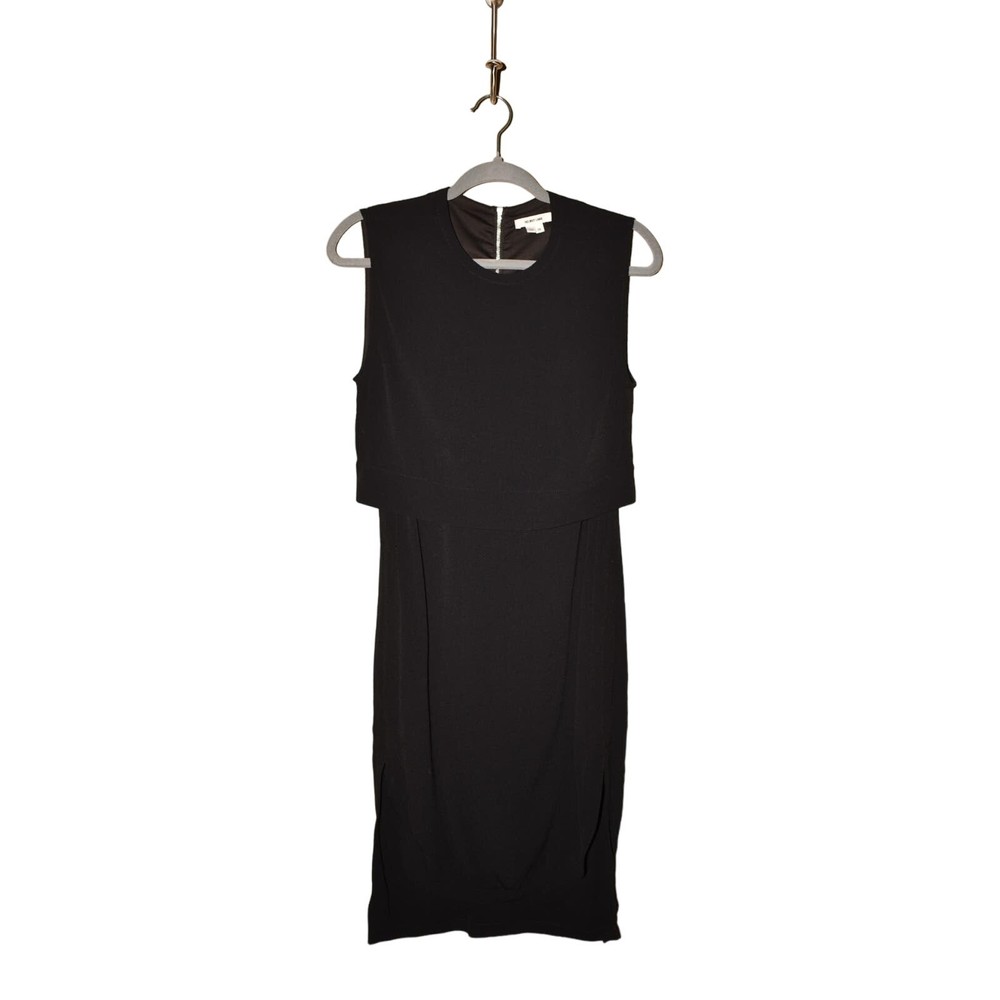 HELMUT LANG $395 Blaze Layered High Low Hem Dress Black Size 00
