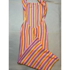 Musera Pink Orange Chevron Zigzag Halter Maxi Dress Medium