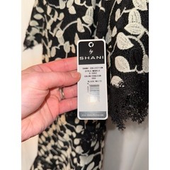 SHANI Black White Floral Lace Trim Sheath Dress Knee Length Size 10