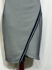 Tommy Hilfiger 8 Blue White Asymmetrical Sheath Dress Short Sleeves Stretch EUC