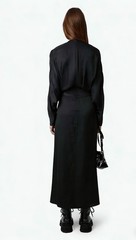 Women Zadig & Voltaire Queen V-Neck Slim Fold Raglan Long Sleeves Dress SML