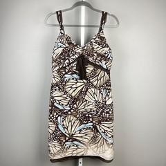 Vintage Etcetera Silk Dress Womens 4 Brown Blue Butterfly Wing Fairycore Y2K