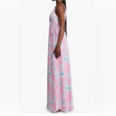 262. WAYF The Angelina Floral Wrap Gown Blue Pink Floral Print Small S