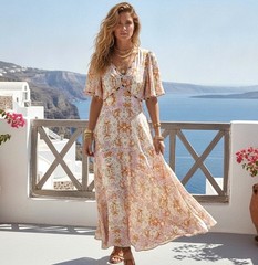 Nekane NKN Lilac Floral Print Maxi Dress, Size M