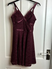 New Look uk6 burgandy / wine lace skater dress