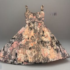 Vintage Y2K Fairy Dress Paisley Pink Gold Black Fairy Asymmetrical Hem Size 6