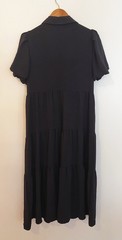 CeCe Women&rsquo;s Collared Short-Sleeve Tiered Shirtdress Size Medium Black