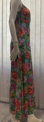 Rimini Womens Long Multi- Color Floral Print Dress Spaghetti Strap W/ Beads 10