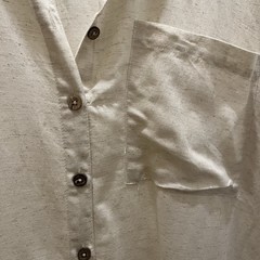 Rouge Collection Linen Blend Button Up Shirt Dress Beige Lagenlook Beachy 2X/3X