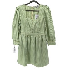 Walter Baker Sadia Mini Dress Size 8 Lemon Teal Striped Pockets W71445 NEW