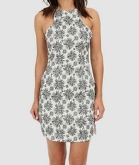 $57 Brigitte Bailey Women&rsquo;s White Printed Halter Sleeveless Sheath Dress Size XS