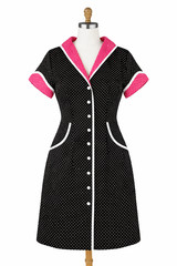 130114 Black & White Polka Dot Peggy Sue Dress Sourpuss Rockabilly Medium M