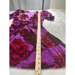 RHODE Leanna Dress Camellia Vine Purple Pink Velvet Floral Puff Sleeve Sz M NWOT