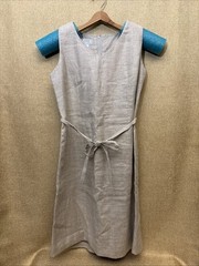 Jennifer Moore Linen Fitted Sheath Dress Sleeveless Size 10 Oatmeal Lined
