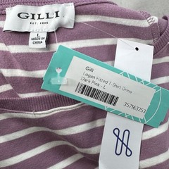 NWT Gilli Size Large Fitted Bodycon T Shirt Maxi Dress Purple Striped Stitchfix