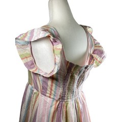 Altar&rsquo;d State Size Medium Pastel Stripe Cotton Babydoll Mini Dress Cottagecore
